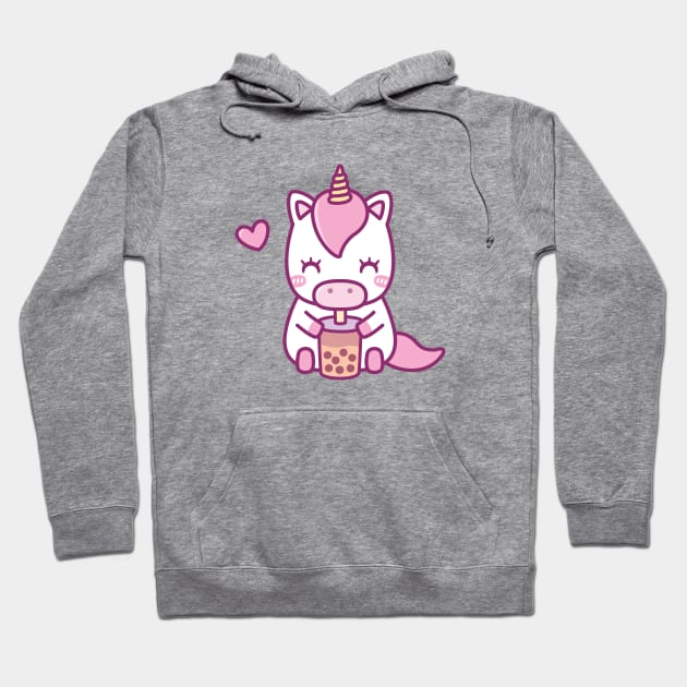 Cute Little Unicorn Loves Drinking Boba Tea Hoodie by rustydoodle